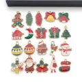 Diverse set of Christmas enamel charms featuring Santa, snowman and gingerbread man. - Mix of 20 New Enamel Christmas Items - 1 Each of 20 Styles - 26.75g - SN1867