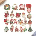 Collection of various Christmas enamel alloy charms for festive DIY jewelry accessories - Mix of 20 New Enamel Christmas Items - 1 Each of 20 Styles - 36.75g - SN1870