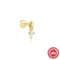 925 sterling silver gold cartilage stud with sparkling diamond-shaped dangle zircon. - Rhombus Zirconia Dangle Style (#8) / Gold