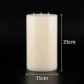 Large ivory white pillar candle with three wicks, dimensions 15cm x 25cm for wedding - Cylindrical (Three Wicks) / 15x25CM / Ivory
