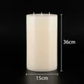 Large ivory white cylindrical pillar candle with three wicks, 36cm height and 15cm diameter - Cylindrical (Three Wicks) / 15x36cm / Ivory