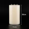 Large ivory white cylindrical 3-wick candle featuring 15cm diameter and 30cm height - Cylindrical (Three Wicks) / 15x30cm / Ivory