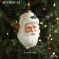 Adorno para árbol de Navidad con forma de cabeza de Papá Noel y barba de purpurina - Cabeza de Papá Noel