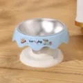 Dopamine blue ice cream shaped pet bowl with stainless steel inner and cute sticker - Wave Style (Stainless Steel Inner) / White Blue