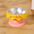Cute stainless steel elevated pet bowl in bright yellow and pink Dopamine colors - Wave Style (Stainless Steel Inner) / Pink Yellow