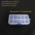 Transparente Kunststoff-Aufbewahrungsbox mit 10 abnehmbaren Gitterfächern - 10 Fächer Abnehmbarer Stil / 12.7cm x 6.5cm x 2.2cm / Transparent
