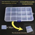 Transparente Kunststoff-Aufbewahrungsbox mit 15 Fächern für Schmuck und Perlen-Organizer - 15 Fächer Abnehmbarer Stil / 17.2cm x 9.6cm x 2.2cm / Transparent