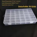 Transparente Kunststoffbox mit 36 abnehmbaren Fächern für Perlen und Schmuckzubehör - 36 Fächer Abnehmbarer Stil / 27.3x17.7x4.4cm / Transparent