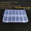 Transparente Kunststoffbox mit 12 herausnehmbaren Fächern für Schmuckperlen - Groß 12 Fächer (27.3x17.7x4.4cm)