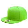 Leuchtend lindgrüne Snapback-Baseballkappe mit flachem Schirm und Logo-Aufkleber - M (56-58cm) / Hellgrün