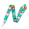 Cordón festivo de Navidad con diseño de Papá Noel y clip metálico para móvil - Azul claro Merry Christmas (Solo cordón)