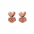 Elegant rose gold heart-shaped earring lifters, functional earring backs for firm support. - Double Heart (A3507) / Rose Gold