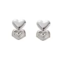 Silver heart-shaped earring lifters for ear lobe support and secure earring placement. - Double Heart (A3103) / Silver