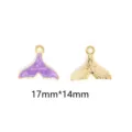 17x14mm paarse emaille en gouden zeemeerminstaart bedeltjes voor DIY sieraden maken - 10 Stuks Verpakking / Roze Paars Emaille Zeemeerminstaart