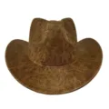 Cappello da cowboy western vintage marrone con texture in finta pelle screpolata - Cima a Cuore (418C)
