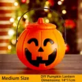 Klassische leuchtende orangefarbene Kürbis-Laterne Dekoration für Halloween in Größe M - Lchelnder Kürbiseimer (Mittel 2 Stk.) / Mittel (14x11cm) x 2