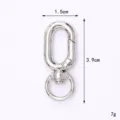 Silver zinc alloy swivel lobster clasp 3.9cm x 1.5cm dimensions for DIY keychain craft - Ring Type Round Tail Buckle (C196) / Silver