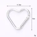 Silver heart-shaped zinc alloy spring ring clasp, 4.3x4cm size details - Heart Shape Carabiner / Silver