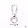 Durable silver zinc alloy lobster clasp with a circular spring ring for DIY keychains - Double-Ended Spring Ring Plate Buckle (C013) / Silver