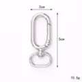 Silver zinc alloy swivel snap hook lobster clasp with dimensions 5cm height and 2cm width - 50mm Double Ring Buckle (C015) / Silver