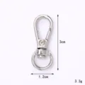 Silver-tone zinc alloy lobster clasp for keychains, 3cm length with spring ring accessory - Large Round-Tail Clasp / 30mm / Silver