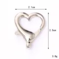 Heart-shaped zinc alloy lobster clasp for keychains and DIY bag accessories, 3.8g - Heart-Shaped Lobster Clasp / 25mm / Silver