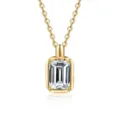 Elegant emerald-cut moissanite pendant necklace in gold-plated sterling silver - 1ct Emerald Cut Moissanite / 925 Silver / 5×7MM / Gold
