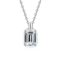 Elegant S925 sterling silver necklace featuring a sparkling emerald-cut moissanite pendant - 1ct Emerald Cut Moissanite / 925 Silver / 5×7MM / White Gold