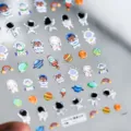 Adorable astronaut and planet 3D cartoon nail art stickers TS3701 for cute DIY manicures - Roaming Space - Embossed (TS-798)