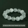 Natural mint green rabbit hair fluorite gemstone beaded bracelet for women 3A grade - 3A Natural Mint Green Rabbit Hair Fluorite Bracelet / 9-10mm Round Beads / Mint Green
