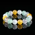 Natural mint green and yellow rabbit hair crystal beaded bracelet for women - 7A Natural Colorful Rabbit Hair Fluorite Bracelet