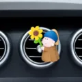 Cute Girl with a Pearl Earring cartoon car air freshener vent clip holding a sunflower - Pearl Girl Air Vent Decor (Includes 4 Pads)
