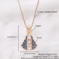 Detailed view of Virgin Mary pendant necklace with blue zircon stones and copper base - Small Virgin Mary Style (NAP05-6)