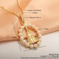 Premium 18k gold-plated copper Virgin Mary pendant necklace with pearls and AAA CZ accents - Artificial Pearl Virgin Mary Style (NI05-8)