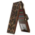 Fashionable leopard print long wallet with multiple card slots and double zippers - Leopard Brown