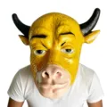 Funny yellow bull mask latex headgear for Halloween cosplay costumes - Simulated Bull Head
