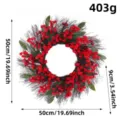 Artificial Christmas wreath with red berries and green leaves, 50cm diameter, 403g - Berry Green Leaf Wreath (K1-39) / 30cm