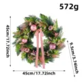 Christmas wreath with pink ornaments and pink ribbon decoration, 45cm diameter size - Peach Pink Ball Ornament Pine Needle Wreath (A-2297) / 45cm