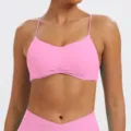 Reggiseno sportivo da yoga rosa senza cuciture ad alta elasticità per il fitness - Rosa loto chiaro