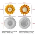 Sunflower silicone mold for DIY candles showing two sizes with specific dimensions - Sunflower J-1056 + Sun Flower J-1259 Set