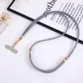 Cordon de téléphone réglable en cuir PU gris avec matériel en métal doré pour bandoulière. - Chaîne Bandoulière en Nylon Réglable (K4225)