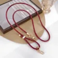Bandoulière de rechange en cuir PU tressé rouge avec fermoir en métal doré pour sacs - Chaîne Crossbody Réglable en Cuir Motif Serpent(K5831)