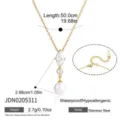 Elegant stainless steel necklace with marquise zircon and white pearl pendant detail - Zirconia and Artificial Pearl Combination Pendant Necklace (JDN0205311)