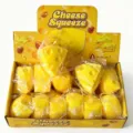 Realistic yellow cheese-shaped slow rebound squishy squeeze toys in a bulk display box - Triangle Cheese (02) / 8x8x4cm