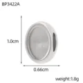 Polierter silberner Edelstahl-Oval-Anhänger für DIY-Schmuckherstellung 1,0 cm - Eingelassene Paneelperle (BP3422A)