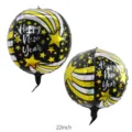 Runder 22-Zoll Happy New Year Aluminiumfolienballon für festliche Silvesterparty-Deko - 4D Kugel Neujahr / 22 Zoll