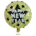 Runder 18-Zoll Goldfolienballon mit Sternen und Happy New Year Botschaft für Party - Neujahr Sternenglanz / 18 Zoll