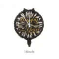 18-Zoll schwarzer runder Aluminiumfolienballon mit goldenem Happy New Year Uhr-Design-Aufdruck - Neujahr Countdown-Uhr Ballon / 18 Zoll