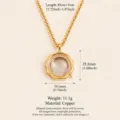 Gold-plated copper necklace with irregular round locket pendant and faceted crystal - Round Wave Edge Locket / Necklace