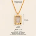 Gold irregular square locket necklace with detailed size and weight specs in copper material. - Square Wave Edge Locket / Necklace